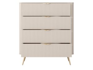 Miniaturka 1 - Komoda Nesaro 88 cm beżowa – wysunięta dolna szuflada