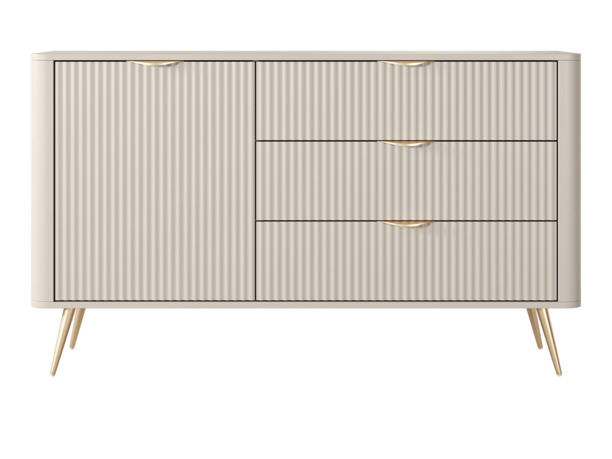 Komoda z drzwiami i 3 szufladami Nesaro 138 cm beżowa, czarna lub biała