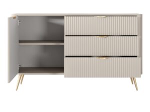 Miniaturka 1 - Komoda Nesaro beżowa 138 cm – otwarte drzwi i półka