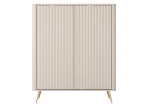 Miniaturka 6 - Komoda wysoka Nesaro 134 cm beżowa – dwoje ryflowanych drzwi