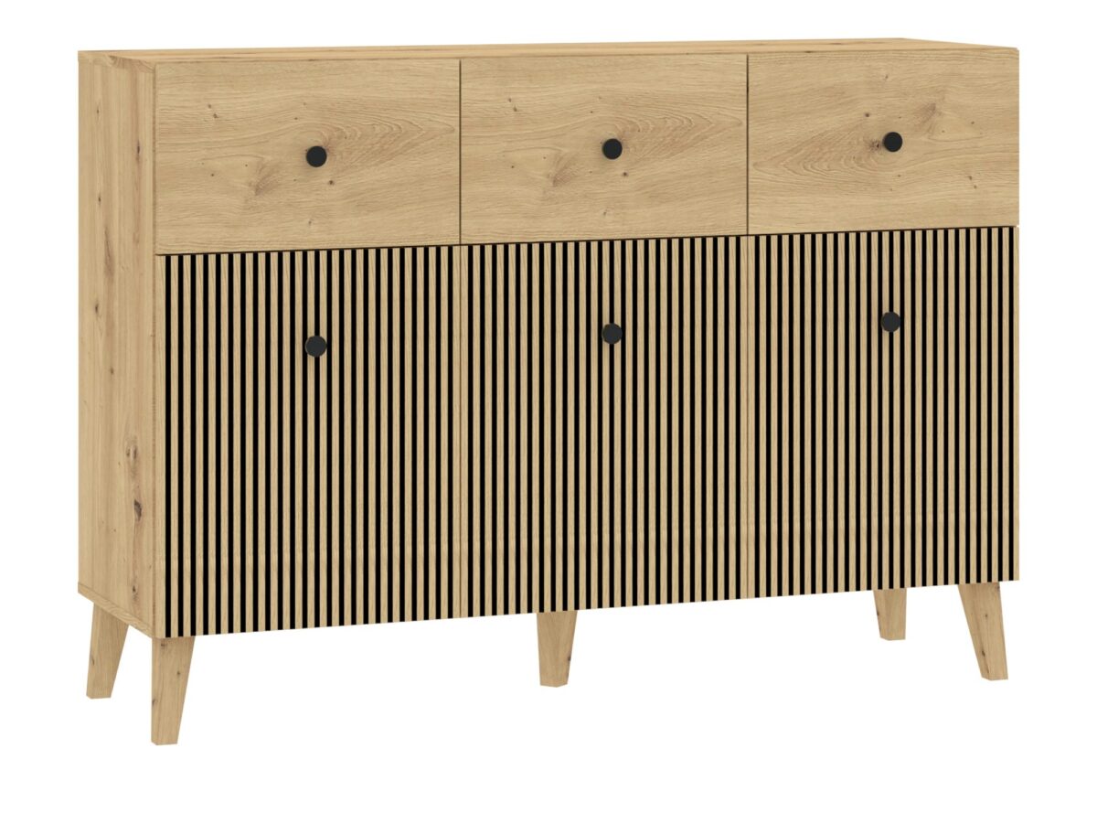 Komoda Norvello 135 cm z 3 drzwiami i 3 szufladami