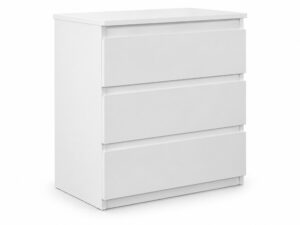 Miniaturka 5 - Biała komoda Novia 70 cm z trzema szufladami, na białym tle
