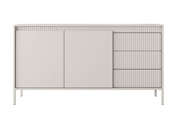 Komoda Ombrino 153 cm beżowa – front na białym tle