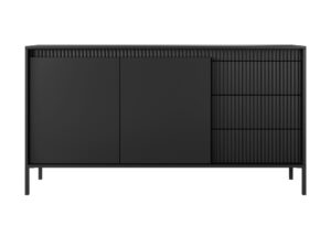 Miniaturka 2 - Komoda Ombrino 153 cm czarna – widok z przodu na białym tle