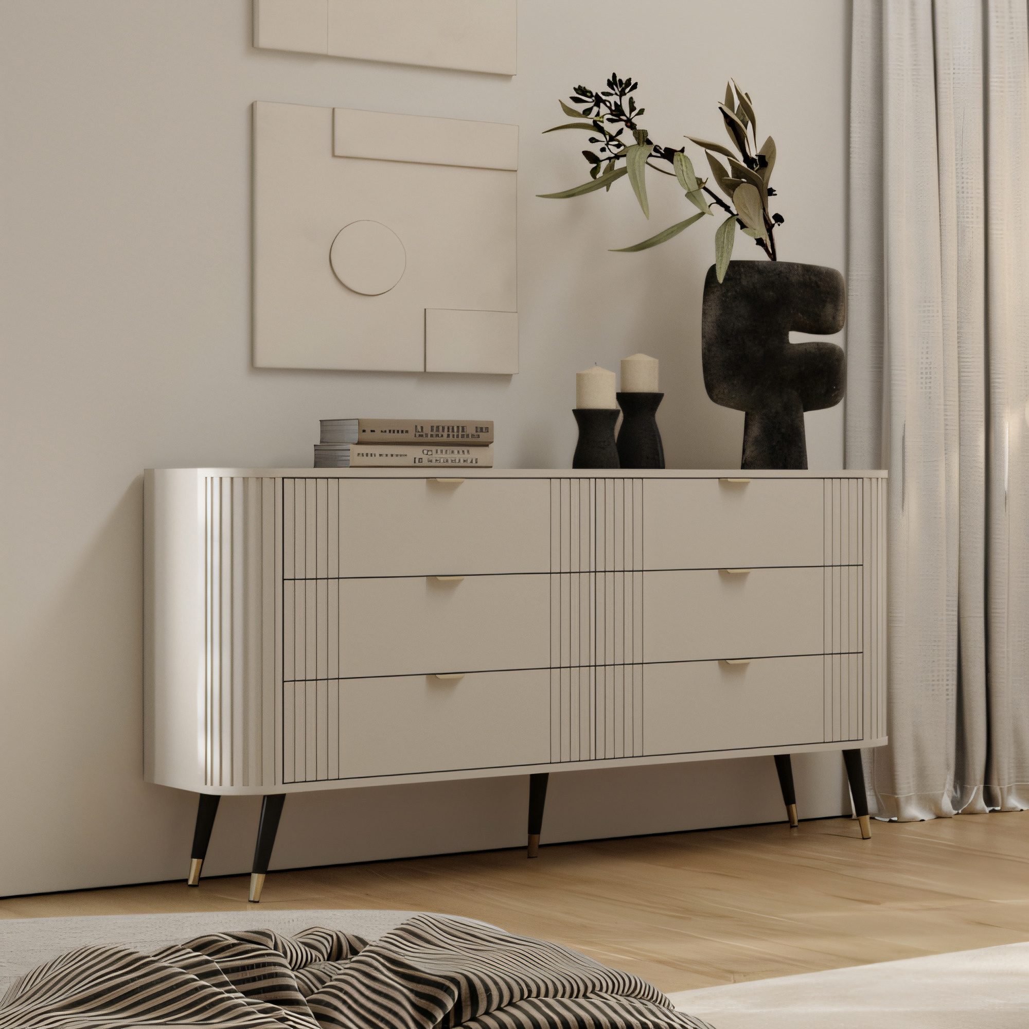 Komoda z 6 szufladami Onvero 138 cm kaszmir – zdjęcie 3