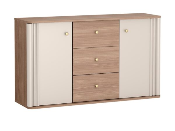 Komoda Orsetta 140 cm kaszmir Bolivar naturalny z trzema szufladami