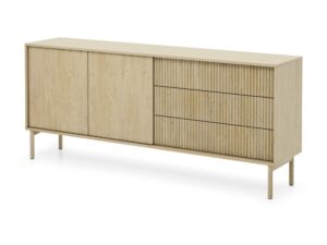 Miniaturka 2 - Komoda Pavello dąb Cremona – widok pod kątem z ryflowanymi szufladami