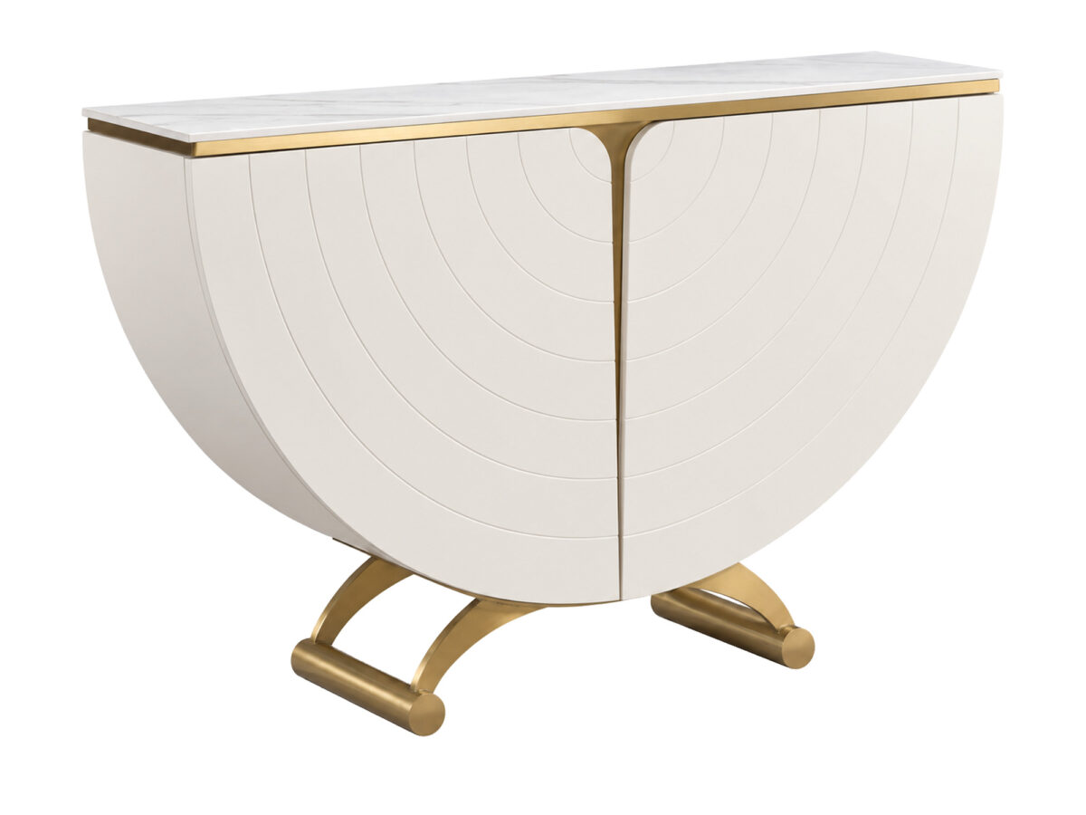 Komoda półkolista 140 cm w złamanej bieli – Eleganza