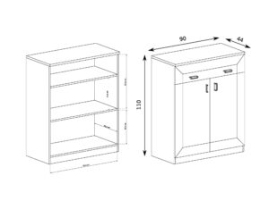 Miniaturka 6 - Komoda Pradella 90 × 44 × 110 cm, rysunek wymiarowy