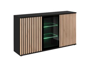Miniaturka 4 - Komoda trzydrzwiowa z LED Raventino 160 cm Hickory Jackson czarny