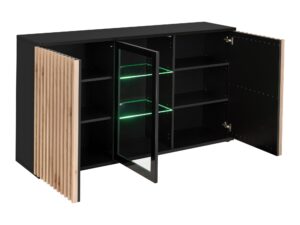 Miniaturka 1 - Komoda trzydrzwiowa z LED Raventino 160 cm Hickory Jackson czarny – zdjęcie 2