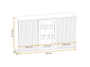Miniaturka 3 - Komoda trzydrzwiowa z LED Raventino 160 cm Hickory Jackson czarny – zdjęcie 4
