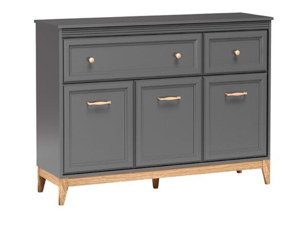Komoda Rocella 135,5 cm szary diamentowy – widok z przodu pod kątem