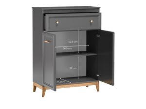 Miniaturka 3 - Komoda Rocella 92 cm – rysunek pojemności dolnej szafki i półki