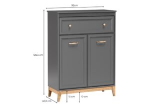 Miniaturka 2 - Komoda Rocella 92 cm – rysunek wymiarów bryły i nóg