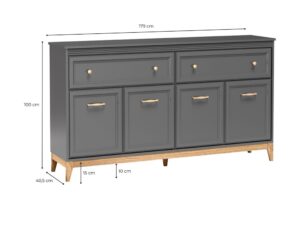 Miniaturka 3 - Komoda Rocella 179 × 40,5 × 100 cm – rysunek wymiarowy