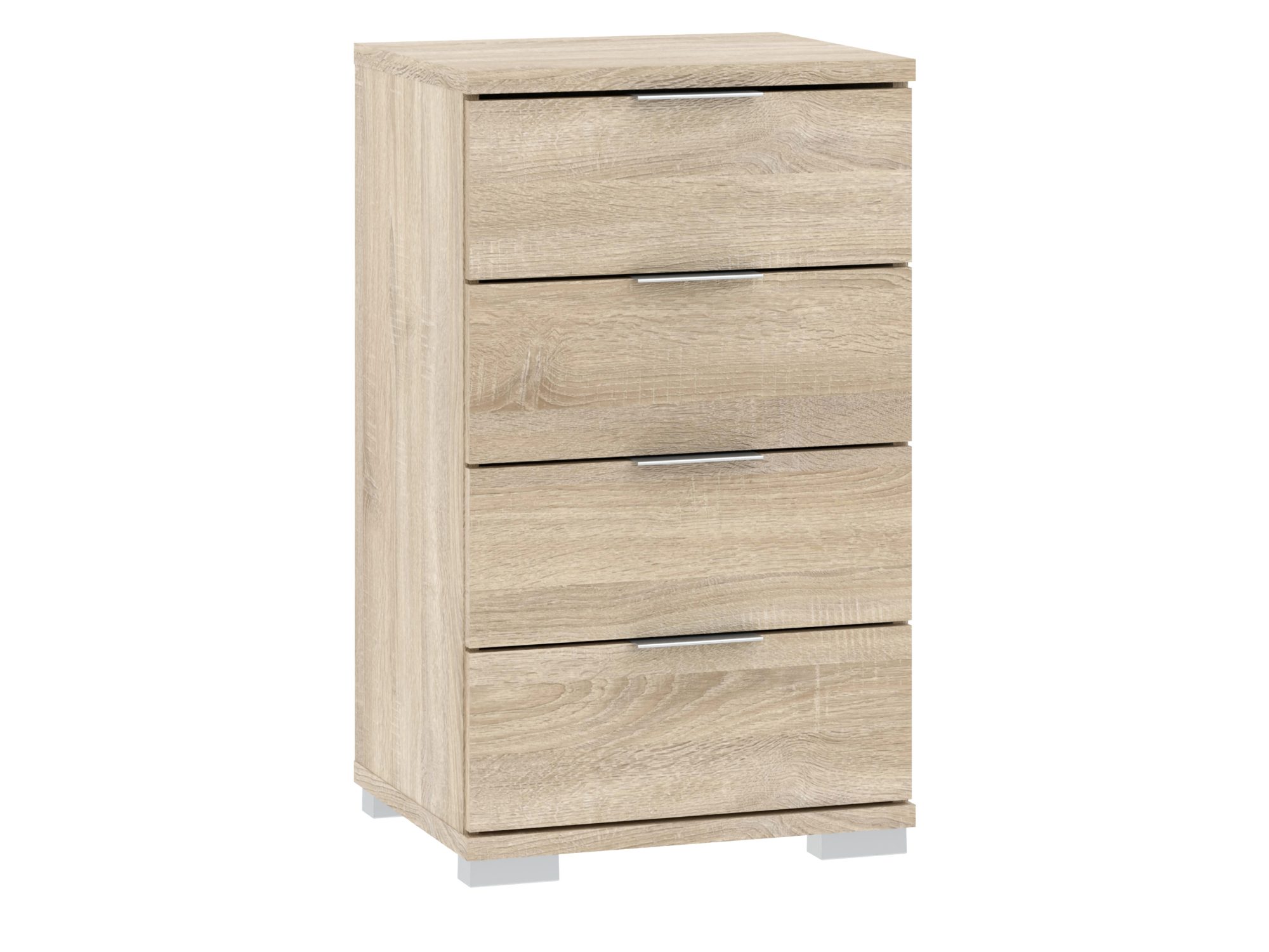 Komoda Rondano 42 cm dąb Sonoma jasny z czterema szufladami na białym tle