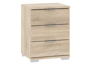Miniaturka 2 - Komoda Rondano 42 cm dąb Sonoma jasny – trzy zamknięte szuflady i jasne uchwyty
