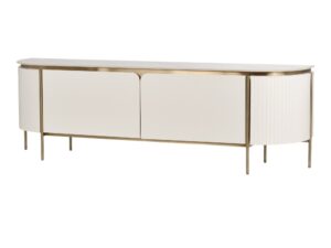 Miniaturka 5 - Komoda RTV Eleganza 200 cm biała ecru ze złotymi nogami, przód