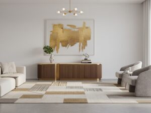Miniaturka 4 - Komoda RTV Eleganza z ryflowanymi frontami w jasnym salonie