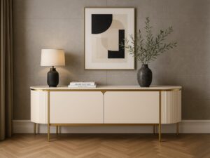Miniaturka 4 - Komoda RTV Eleganza w aranżacji salonu przy szarej ścianie
