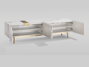 Miniaturka 3 - Komoda RTV Eleganza ecru z otwartymi czterema drzwiami i półkami