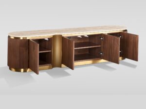 Miniaturka 3 - Komoda RTV Eleganza 200 cm – otwarte drzwi i wewnętrzne półki