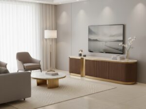 Miniaturka 5 - Komoda RTV Eleganza pod telewizorem w nowoczesnym salonie