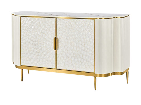 Komoda ryflowana z białym blatem 150 cm – Eleganza – zdjęcie 2