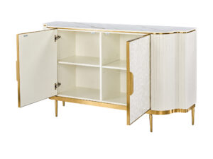 Miniaturka 2 - Komoda ryflowana z białym blatem 150 cm – Eleganza – zdjęcie 3
