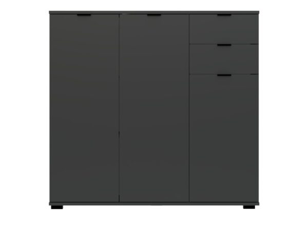Komoda Selmario 107 cm antracyt – trzy drzwi i dwie szuflady