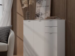 Miniaturka 9 - Biała komoda Selmario 107 cm w aranżacji pokoju dziennego