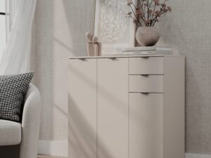 Miniaturka 11 - Komoda Selmario 107 cm kaszmirowa w aranżacji salonu