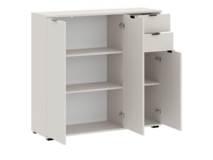 Miniaturka 7 - Kaszmirowa komoda Selmario 107 cm – otwarta część drzwiowa i szuflady