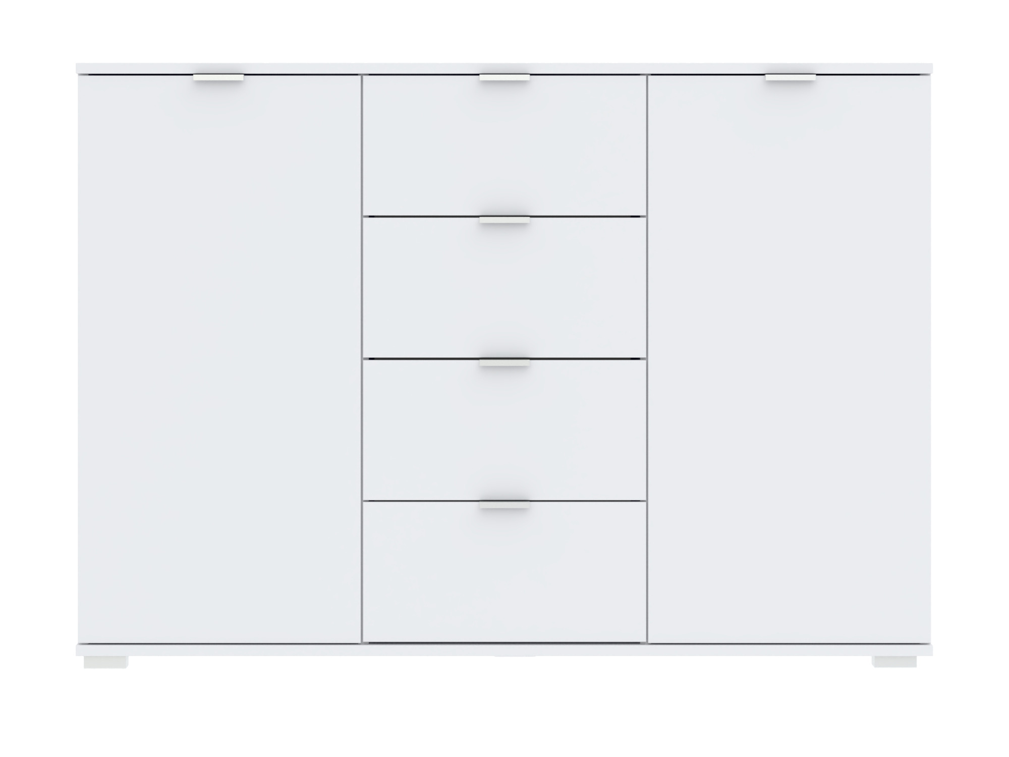 Biała komoda Selmario 120 cm z 2 drzwiami i 4 szufladami