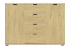 Miniaturka 2 - Komoda Selmario 120 cm w dekorze dąb Cremona – zamknięte drzwi i szuflady