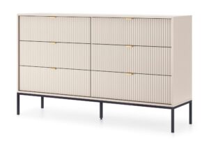 Miniaturka 13 - Komoda Sivas 154 cm, 6 szuflad, kaszmir, stelaż czarny – widok ukośny