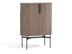 Miniaturka 1 - Komoda wysoka orzechowa z czarną podstawą 95 cm – Solenne – zdjęcie 2