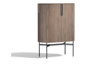 Miniaturka 2 - Komoda wysoka orzechowa z czarną podstawą 95 cm – Solenne – zdjęcie 3