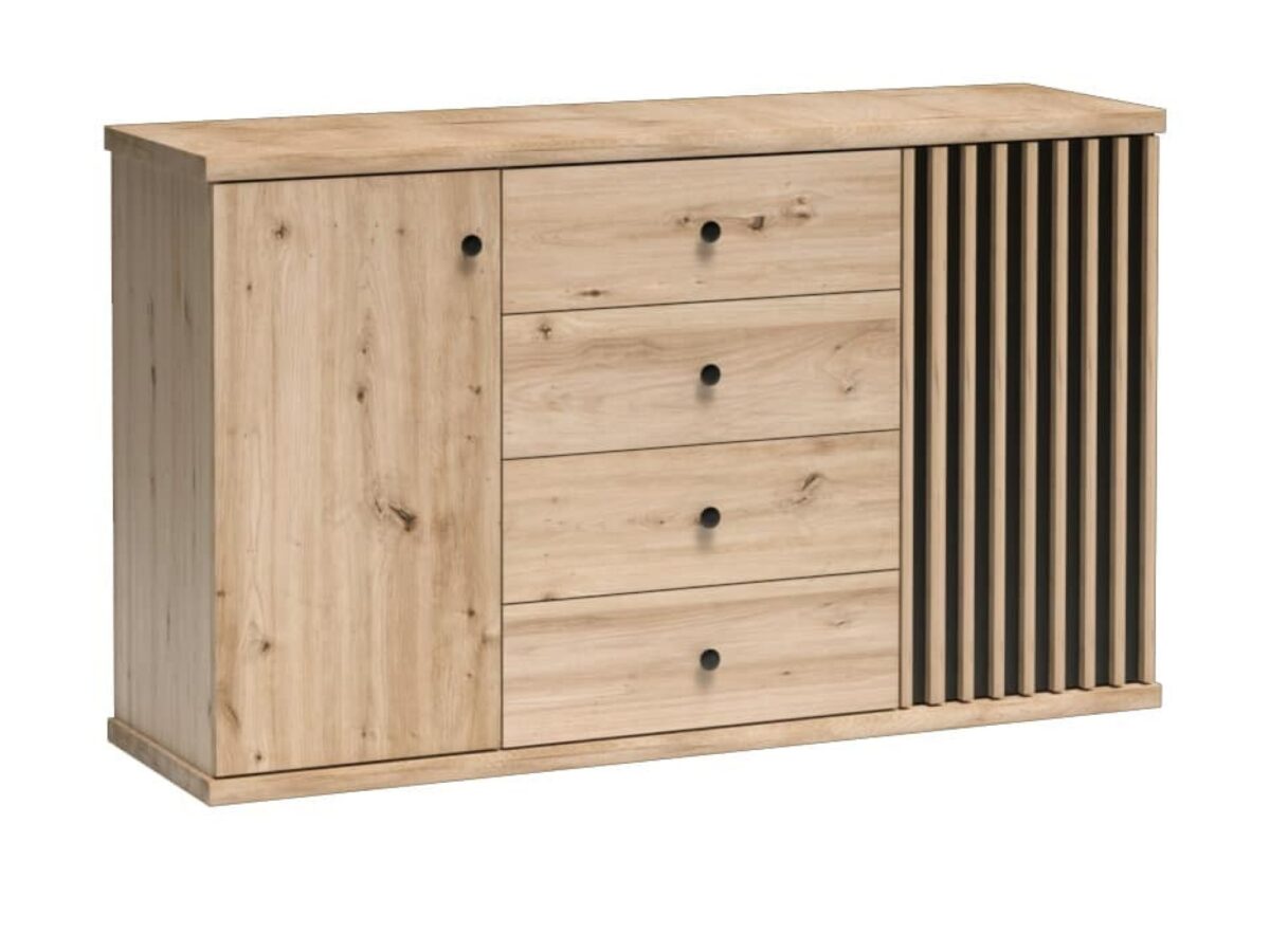 Komoda z 4 szufladami i 2 szafkami Sorenta 142 cm dąb artisan