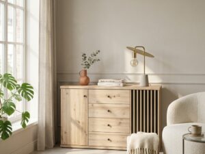 Miniaturka 3 - Komoda Sorenta dąb Artisan w jasnym salonie przy dużym oknie