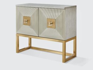 Miniaturka 2 - Komoda ryflowana w szampańskim złocie 100 cm – Eleganza – zdjęcie 2