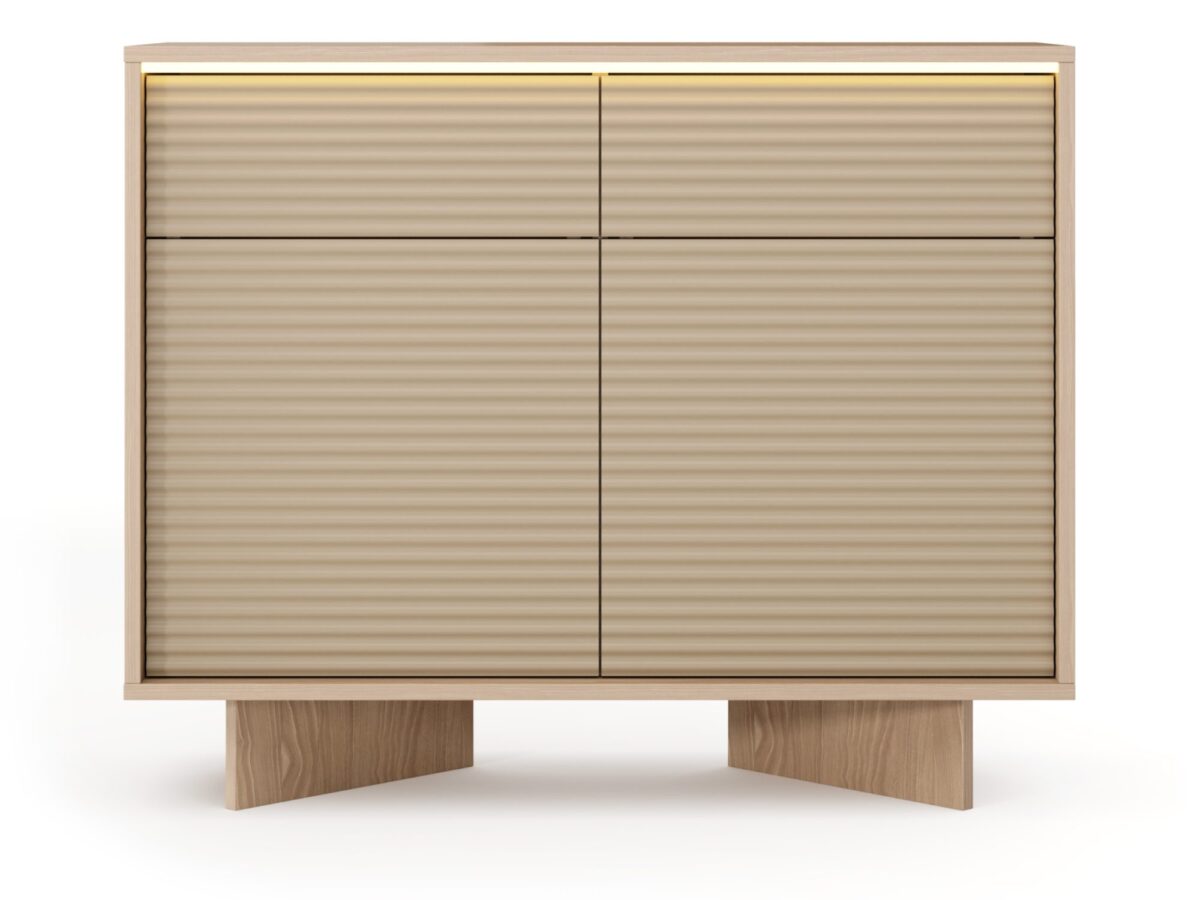 Komoda z oświetleniem LED Talvio 104 cm Bolivar naturalny i cappuccino