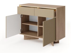 Miniaturka 3 - Komoda Talvio – wysunięta szuflada i otwarte drzwi