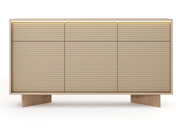 Komoda Talvio 154 cm Bolivar i Cappuccino – widok z przodu z LED