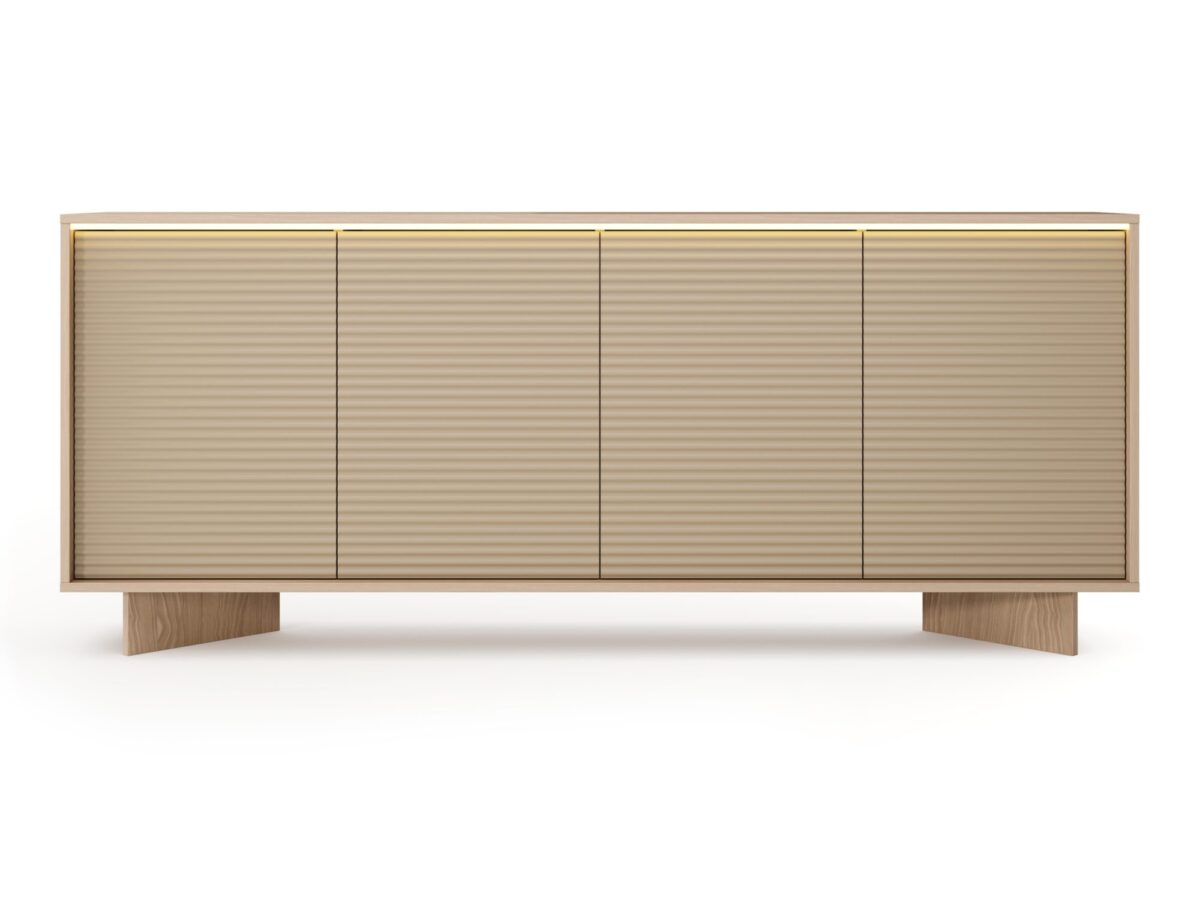 Komoda z oświetleniem LED Talvio 204 cm Bolivar naturalny i cappuccino