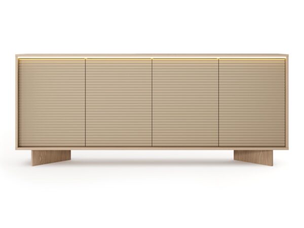 Komoda Talvio 204 cm – front ryflowany z oświetleniem LED
