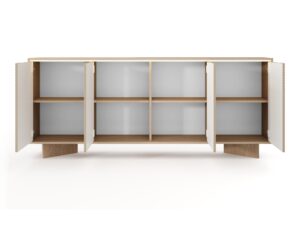 Miniaturka 1 - Komoda Talvio 204 cm – otwarte drzwi i półki