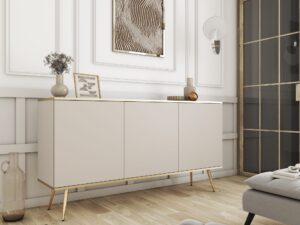 Miniaturka 8 - Komoda Teyser beżowa – aranżacja i złote nogi
