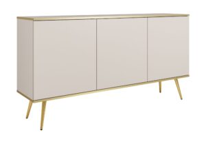 Miniaturka 1 - Komoda Teyser beżowa – złote nogi i listwy